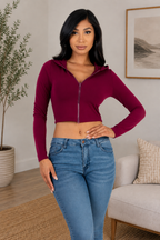 Sienna Sculpted Zip-Up Crop Hoodie Sleek and Stylish