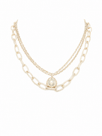 Metal Ball Oval Link Layered Necklace Sleek and Stylish