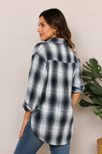 Macie Plaid Dropped Shoulder Shirt Trendsi