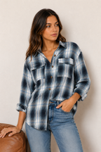 Macie Plaid Dropped Shoulder Shirt Trendsi