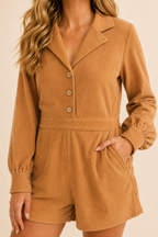 Woven Corduroy Romper Sleek and Stylish