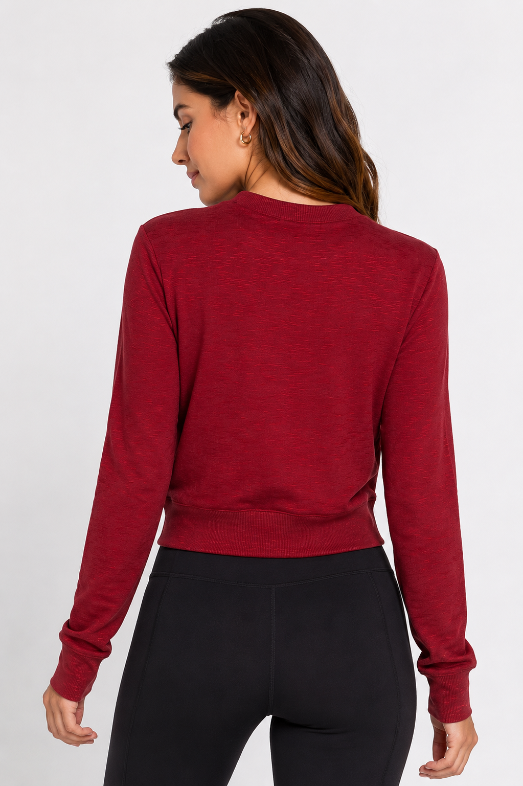 Long Slv Crew Neck Slub Terry Top Sleek and Stylish