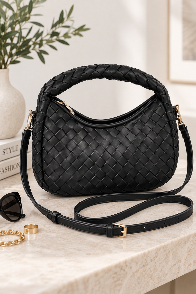 Faux Leather Braided Hobo Clutch Sleek and Stylish