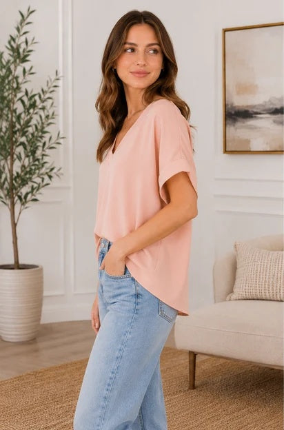 Sleek and Stylish Silk V-neck Tee Sleek and Stylish