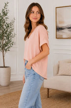 Sleek and Stylish Silk V-neck Tee Sleek and Stylish