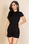 Women’s Ribbed Short Sleeve Crew Neck Top Sleek and Stylish
