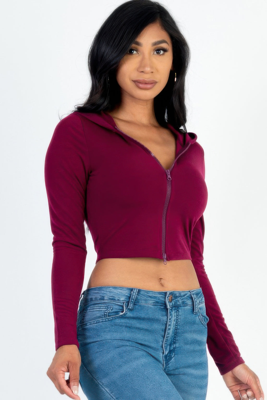 Sienna Sculpted Zip-Up Crop Hoodie Sleek and Stylish