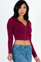 Sienna Sculpted Zip-Up Crop Hoodie Sleek and Stylish