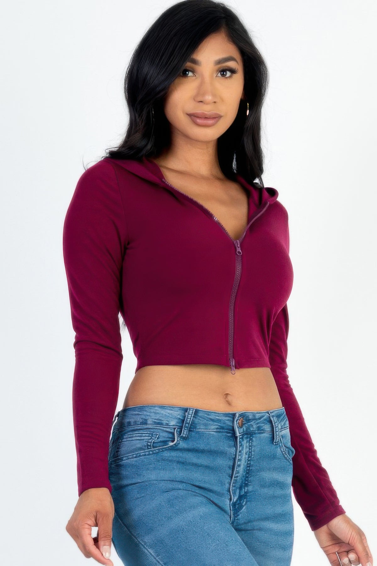 Sienna Sculpted Zip-Up Crop Hoodie Sleek and Stylish
