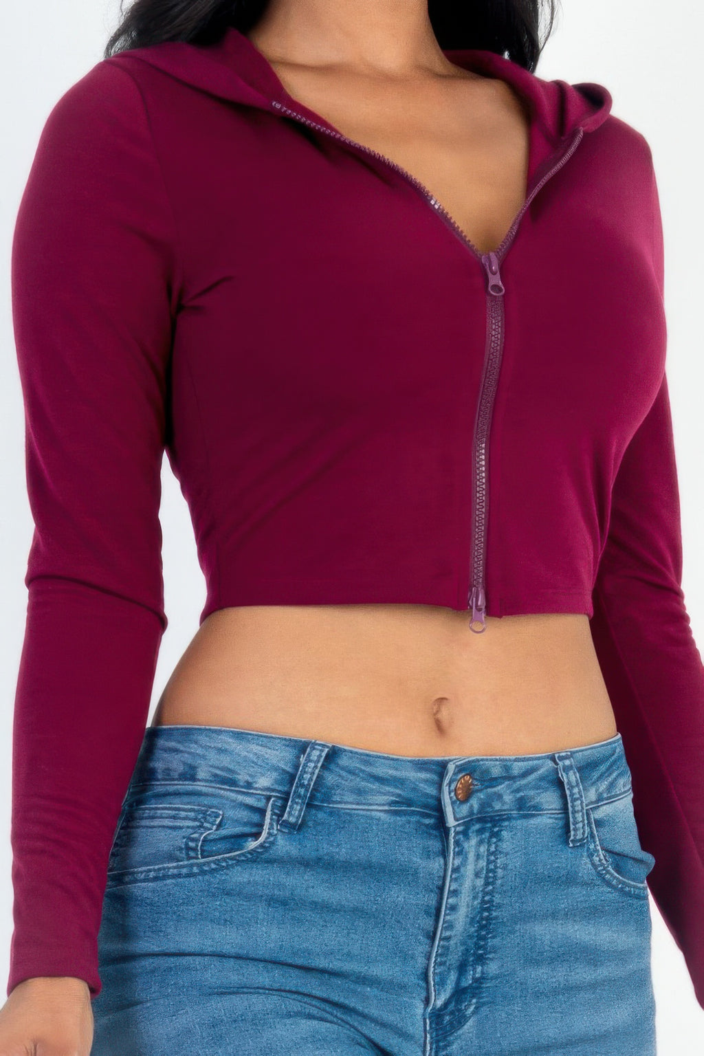 Sienna Sculpted Zip-Up Crop Hoodie Sleek and Stylish