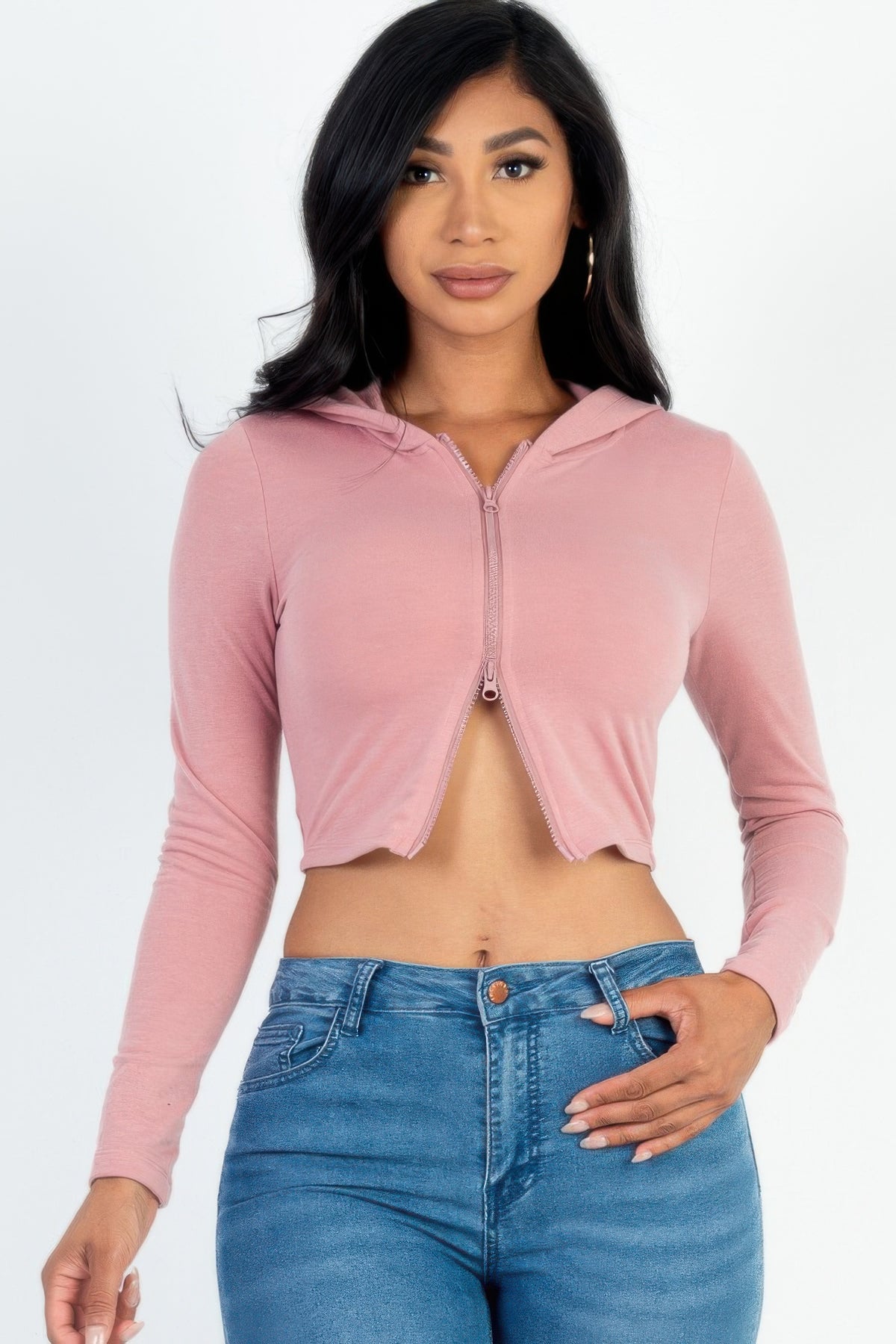 Sienna Sculpted Zip-Up Crop Hoodie Sleek and Stylish