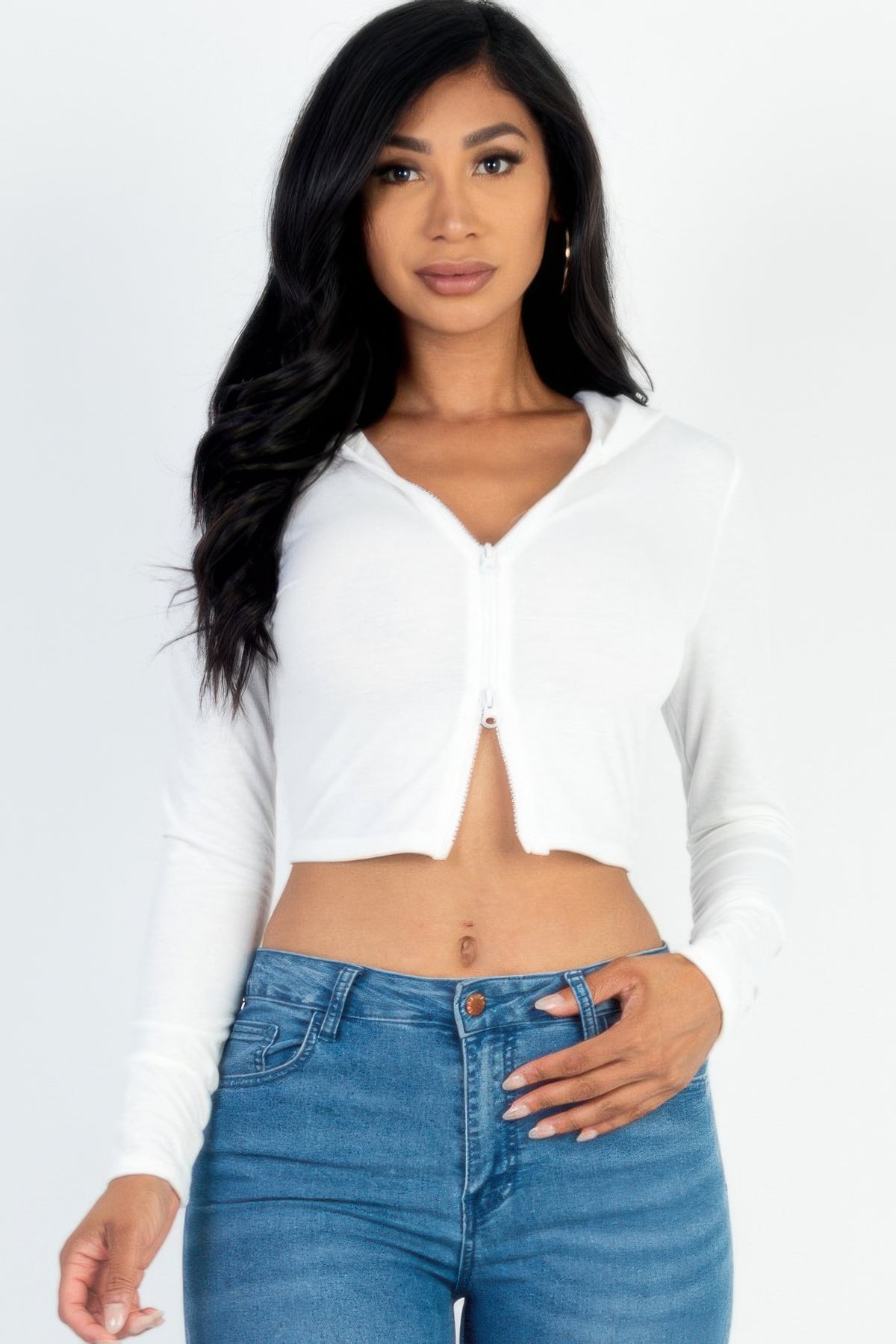 Sienna Sculpted Zip-Up Crop Hoodie Sleek and Stylish