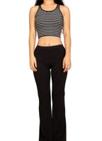 Ribbed Striped Racerback Crop Tank Top Sleek and Stylish
