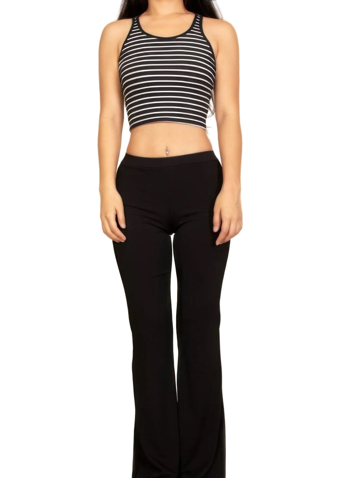 Ribbed Striped Racerback Crop Tank Top Sleek and Stylish