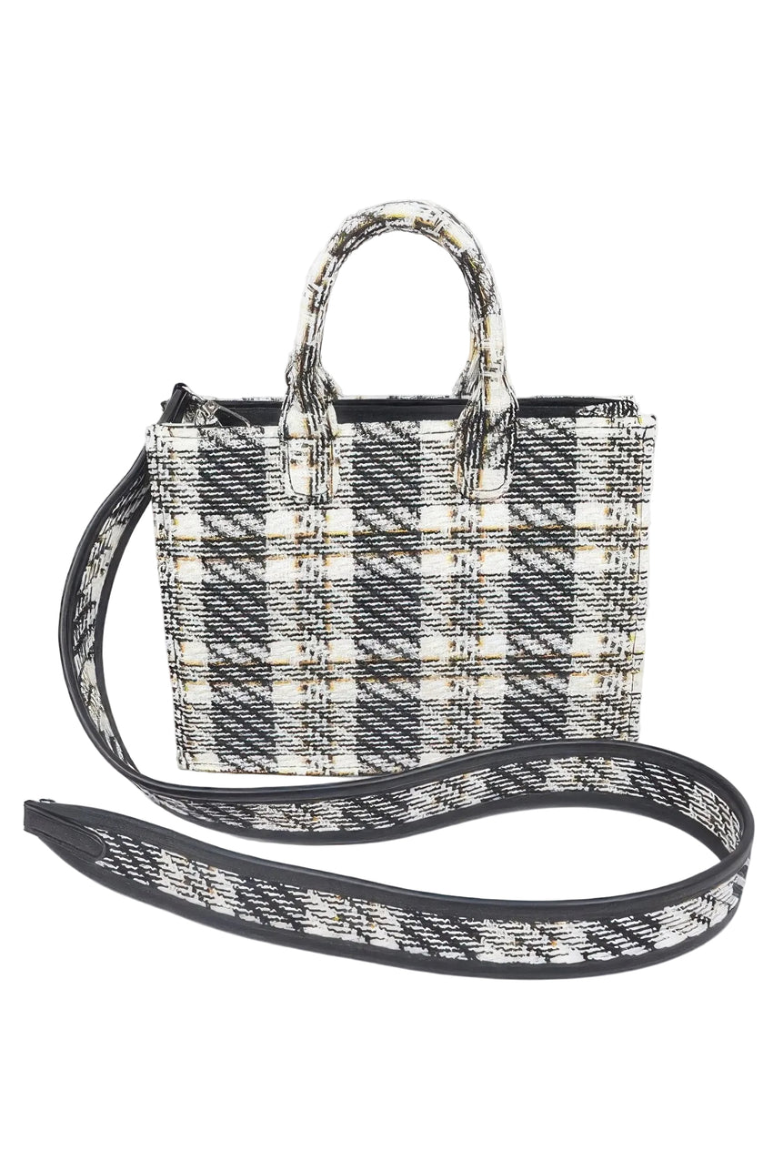 Tweed Plaid Medium Tote Bag Sleek and Stylish
