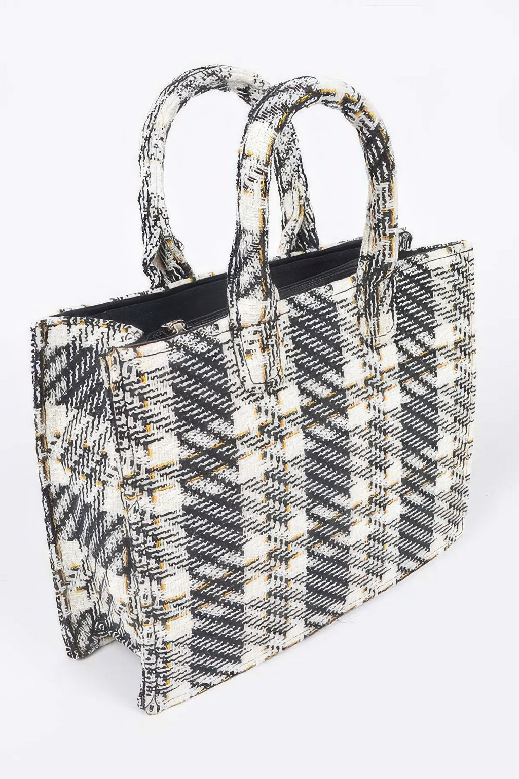 Tweed Plaid Medium Tote Bag Sleek and Stylish