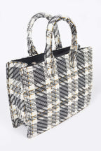 Tweed Plaid Medium Tote Bag Sleek and Stylish