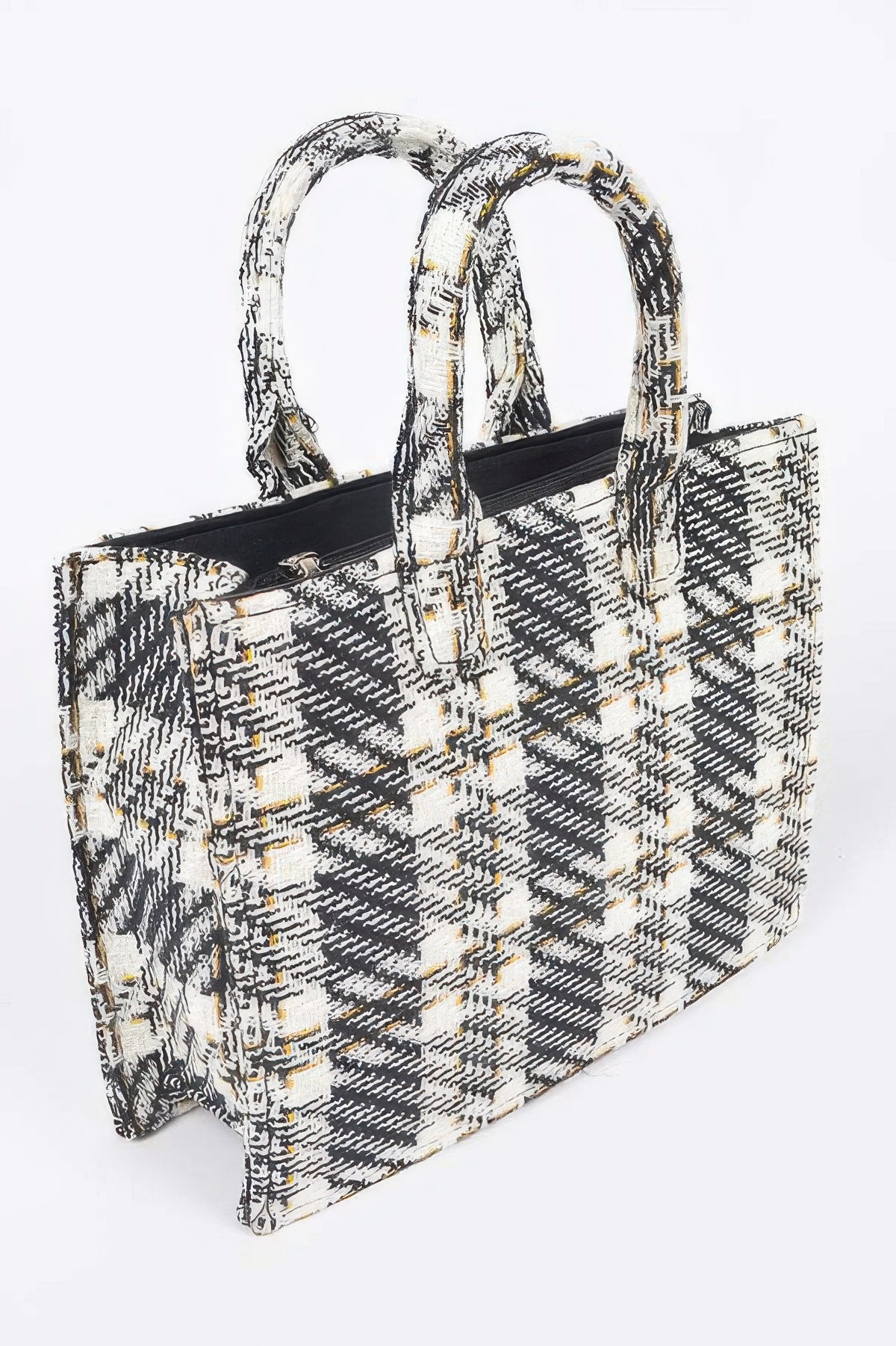 Tweed Plaid Medium Tote Bag Sleek and Stylish