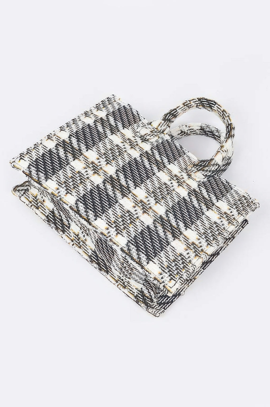Tweed Plaid Medium Tote Bag Sleek and Stylish