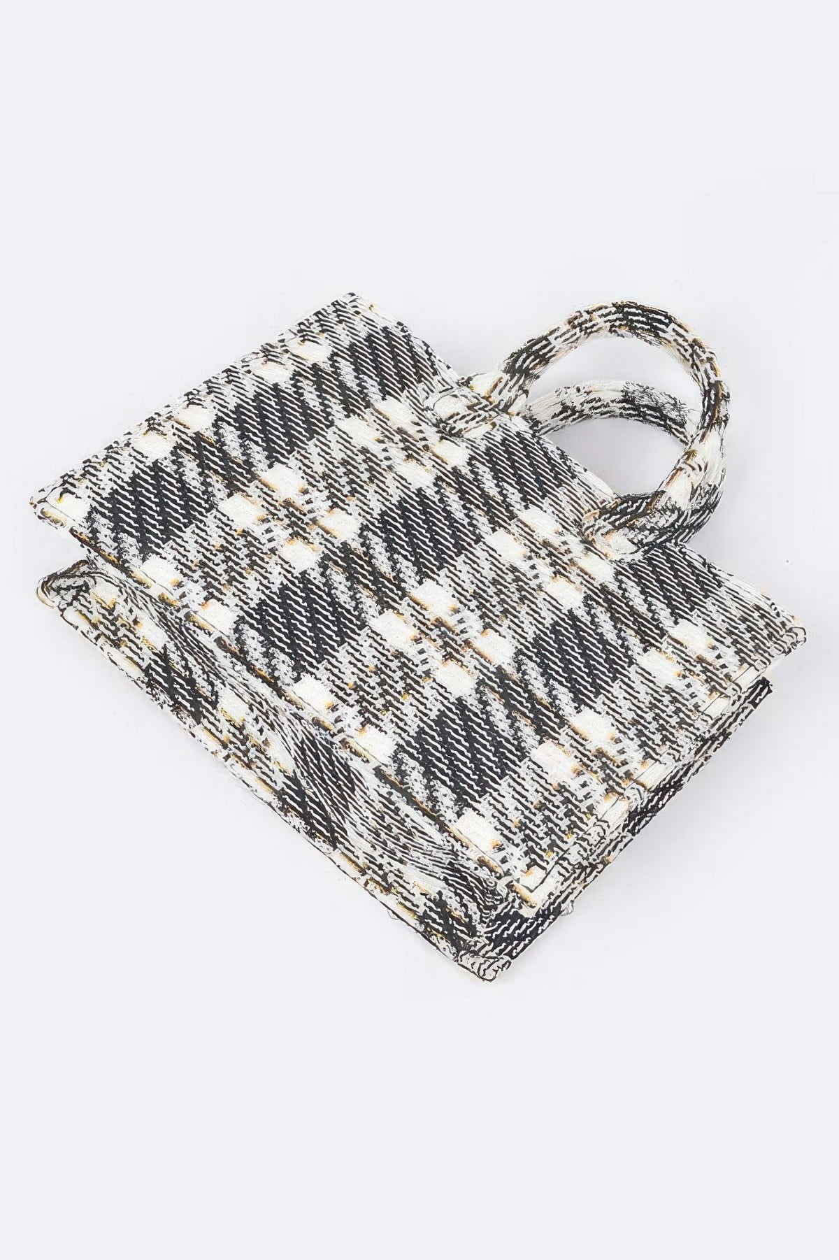 Tweed Plaid Medium Tote Bag Sleek and Stylish