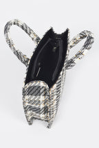 Tweed Plaid Medium Tote Bag Sleek and Stylish