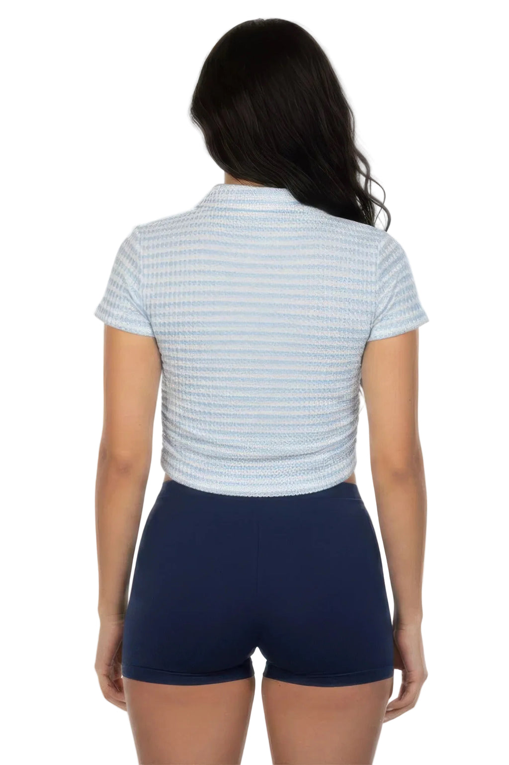 Sleek and Stylish Knit Striped Polo Crop Top My Online Fashion Store