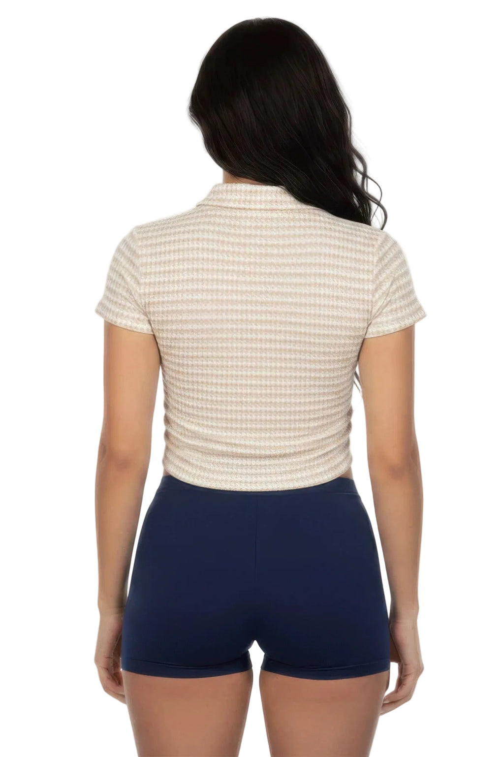 Sleek and Stylish Knit Striped Polo Crop Top My Online Fashion Store