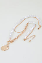 Hammered Toggle Beaded Chain Necklace Sleek and Stylish