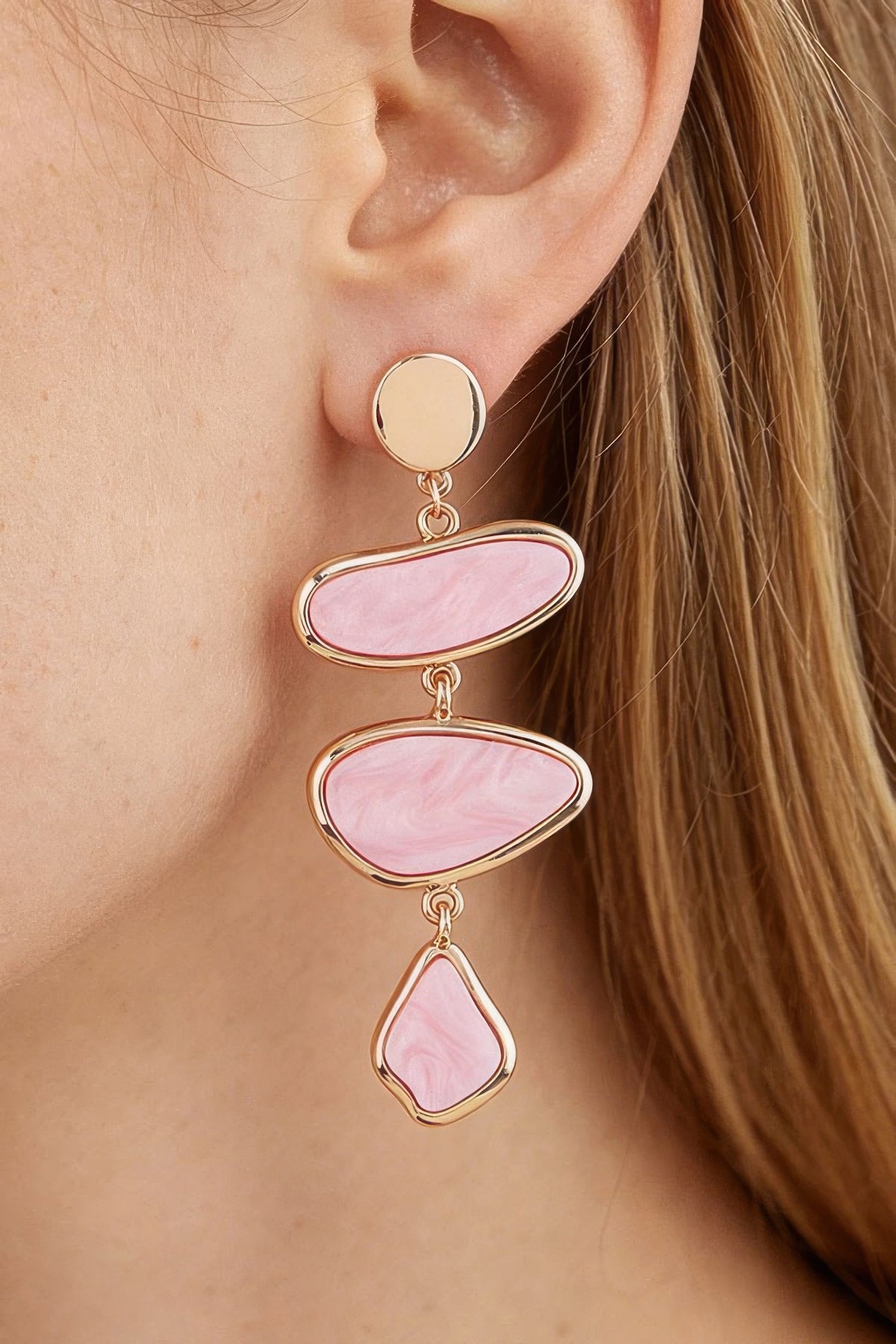 Multi Marble Stone Drop Earrings Sleek and Stylish