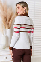 Basic Bae Striped Collared Neck Top Trendsi