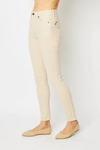 Sleek and Stylish Garment Dyed Tummy Control Skinny Jeans Trendsi