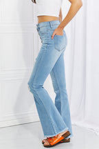Vibrant MIU Full Size Jess Button Flare Jeans Trendsi