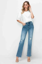 Sleek and Stylish Full Size Distressed High Rise Straight Jeans Trendsi