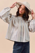 Sophie Floral Cotton Print Ruffled Long Sleeve Blouse Trendsi
