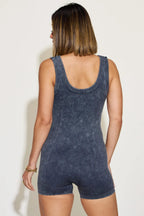 Zara Ribbed Washed Round Neck Sleeveless Romper Trendsi
