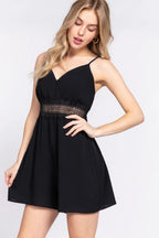 Sleek and Stylish Waist Lace Trim Cami Romper Trendsi