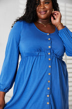 Double Take Scoop Neck Empire Waist Long Sleeve Dress Trendsi