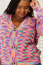 Woven Right V-Neck Long Sleeve Cardigan Trendsi