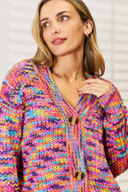 Woven Right V-Neck Long Sleeve Cardigan Trendsi