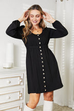 Double Take Scoop Neck Empire Waist Long Sleeve Dress Trendsi