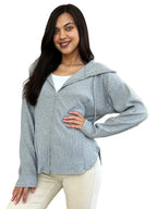 Sleek and Stylish Full Size Ribbed Zip Up Drawstring Hooded Jacket Trendsi