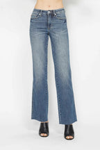 Sleek and Stylish Full Size Tummy Control Straight Jeans Trendsi