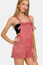 Zara Washed Knot Strap Cabernet Romper Trendsi