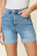 Sleek and Stylish Full Size Tummy Control High Waist Denim Shorts Trendsi