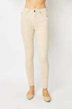 Sleek and Stylish Garment Dyed Tummy Control Skinny Jeans Trendsi