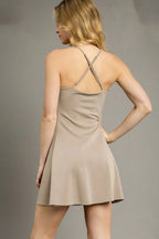 UMG Crisscross Square Neck Active Dress Trendsi