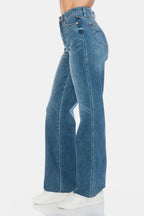 Sleek and Stylish Full Size Tummy Control Cut Raw Hem Straight Jeans Trendsi