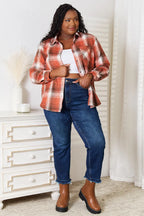 Plaid Collared Neck Long Sleeve Shirt Trendsi