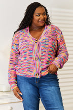 Woven Right V-Neck Long Sleeve Cardigan Trendsi