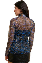 Floral Design Hem Sheer Mesh Top Trendsi